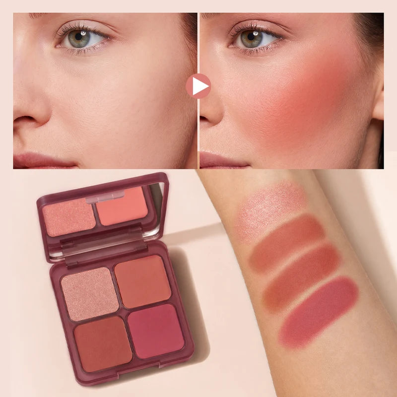 6-Piece Face Primer & Concealer Set with Blush Palette and Makeup Sponge - Christmas Gift