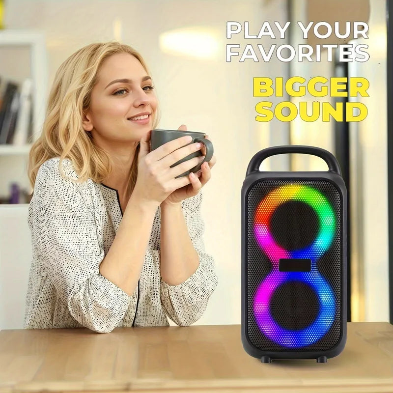 Portable Bluetooth Speaker with Microphone, LED Lights, Karaoke, Party Subwoofer