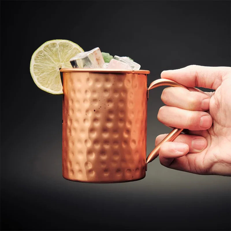 400ml Copper Mug Hammer Texture & Smooth Sanding Drinkware for Cocktails & Beer