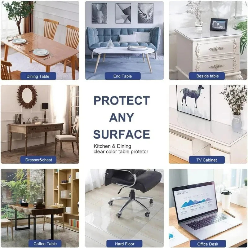 0.5mm Clear PVC Table Protector Waterproof Anti-Scratch for Kitchen & Dining