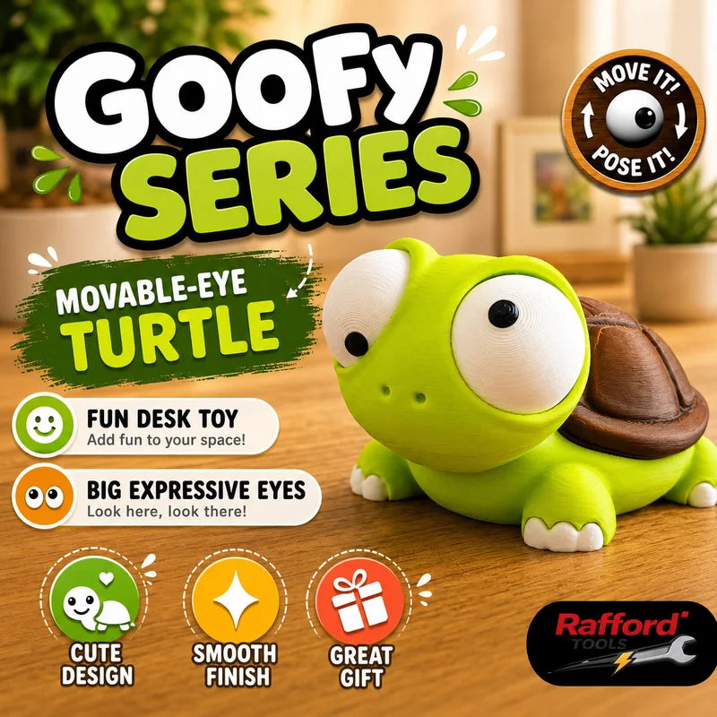 Cute Turtle Figurine - 3D Printed Animal Desk Ornament with Movable Eyes