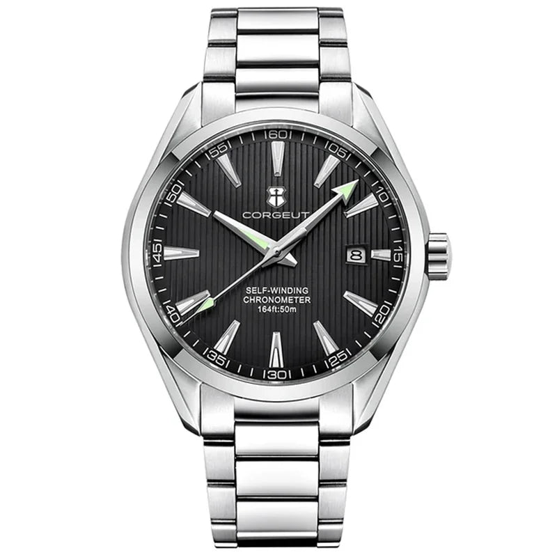 41mm Automatic Mechanical Wristwatch with Sapphire Glass and Stainless Steel Band
