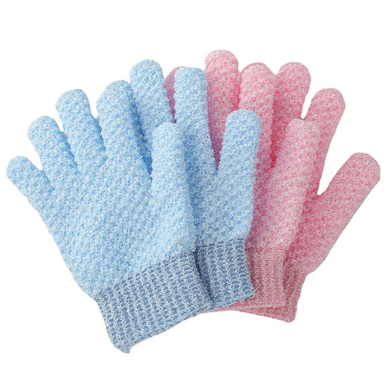 Exfoliating Shower Gloves for Body Peeling and Skin Moisturizing - Pink & Blue