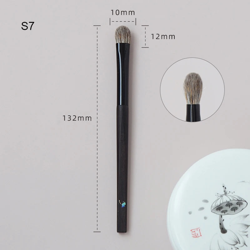 Makeup Brush Set - Eye Shadow Blending & Highlighter Brushes, Soft Goat & Squirrel Hair, Wooden Handle
