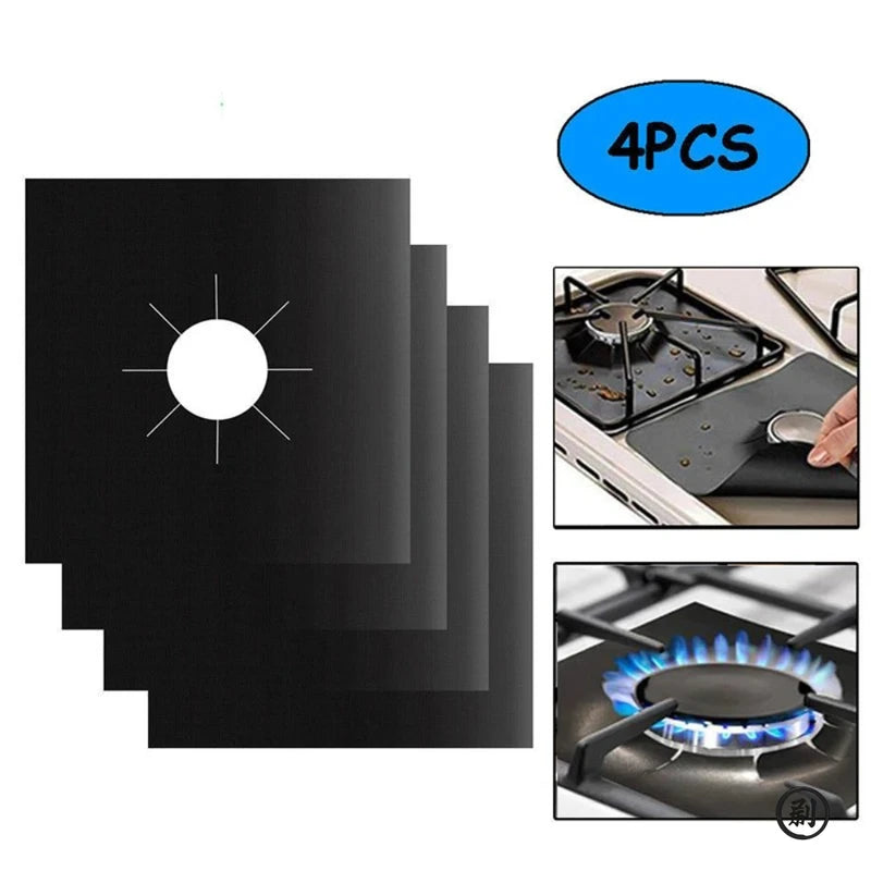 Gas Stove Surface Protection Pads Set - Washable Oil & Dirt Resistant, 27cm, 4 Pieces