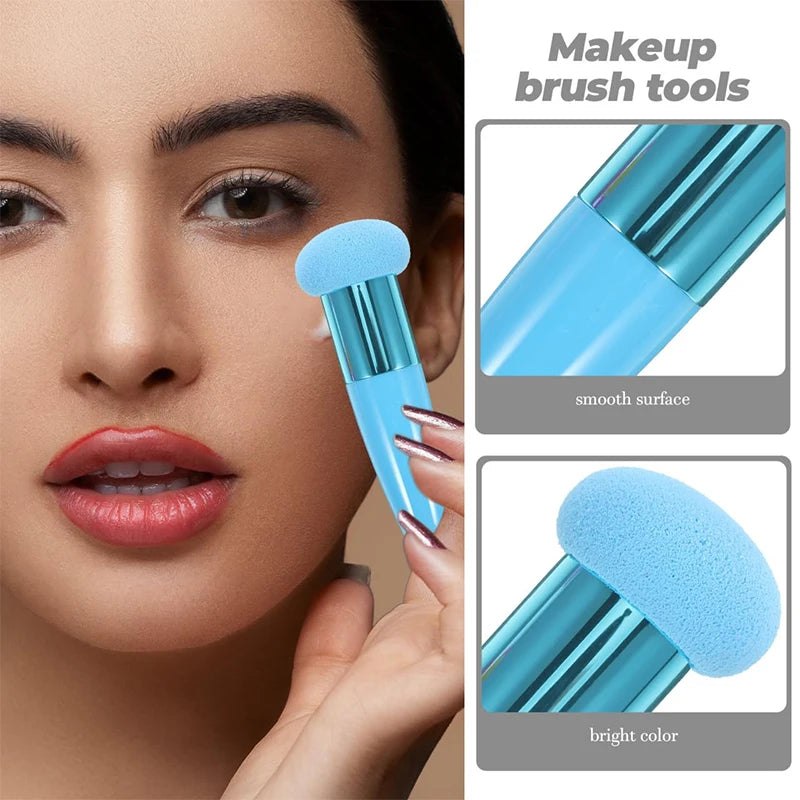 Mushroom Head Makeup Sponge Brush with Handle - Professional Cosmetic Puff for Foundation & Blush