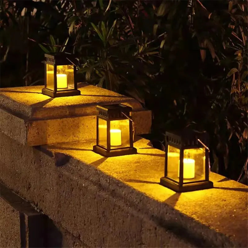 Outdoor Solar Lantern with Candle Effect - Waterproof Garden Path Lights