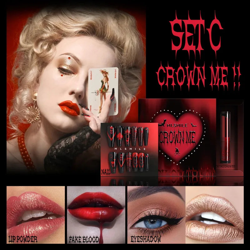 Halloween Makeup Set 4-Piece Glitter Lip Gloss Fake Blood Costume Face Paint