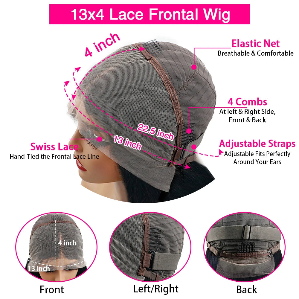 HD Lace Front Human Hair Wigs 46 Inch Body Wave Human Hair Wig for Women