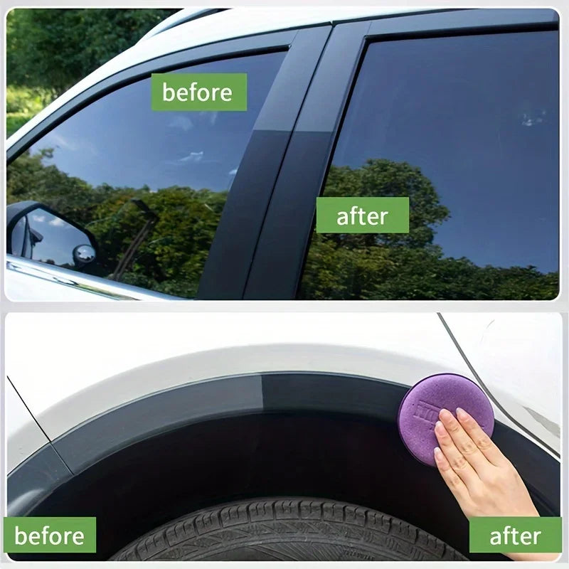 Black Shiny Tire Wax - Durable Long-Lasting Tire Protection & Repair with Sponge