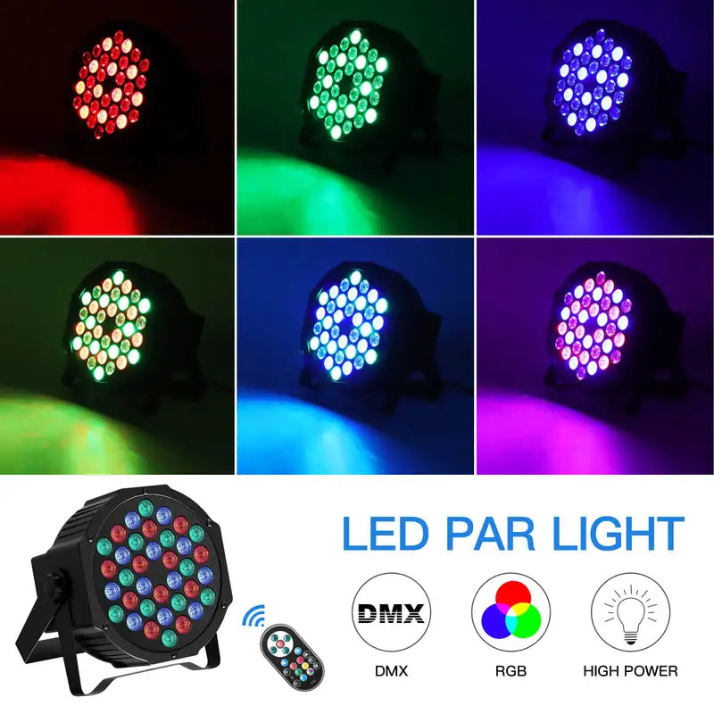 2PCS RGB LED Stage Par Light with DMX for Weddings DJ Parties