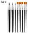 Art Paintbrush Set 12/24 Pcs | Round & Flat Hair Nylon Brushes for Oil, Watercolor & Acrylic Painting