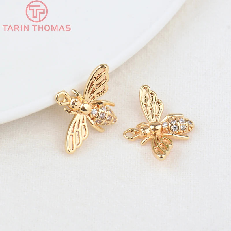 12x16mm Gold Color Brass Bee Charm Pendant for Jewelry Making
