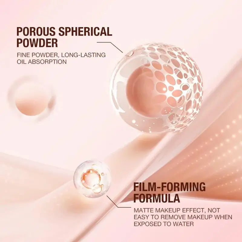 Oil Control Face Powder 24H Matte Finish Waterproof Compact Setting Powder