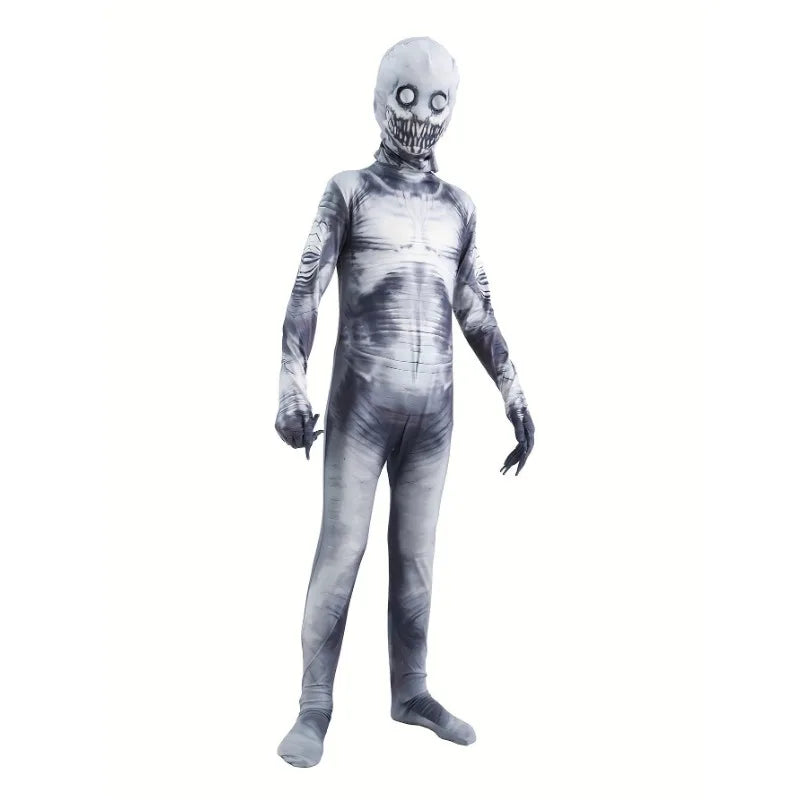 Kids Halloween Grim Reaper Skeleton Costume Role Play Mask & Jumpsuit Set