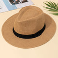 Unisex Wide Brim Summer Beach Sun Hat - Panama Straw Style for Men & Women