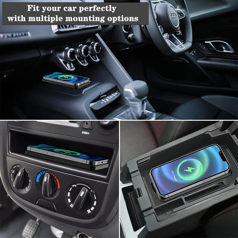 Wireless Car Charger Silicone Pad for iPhone and Samsung - Fast Charging Station