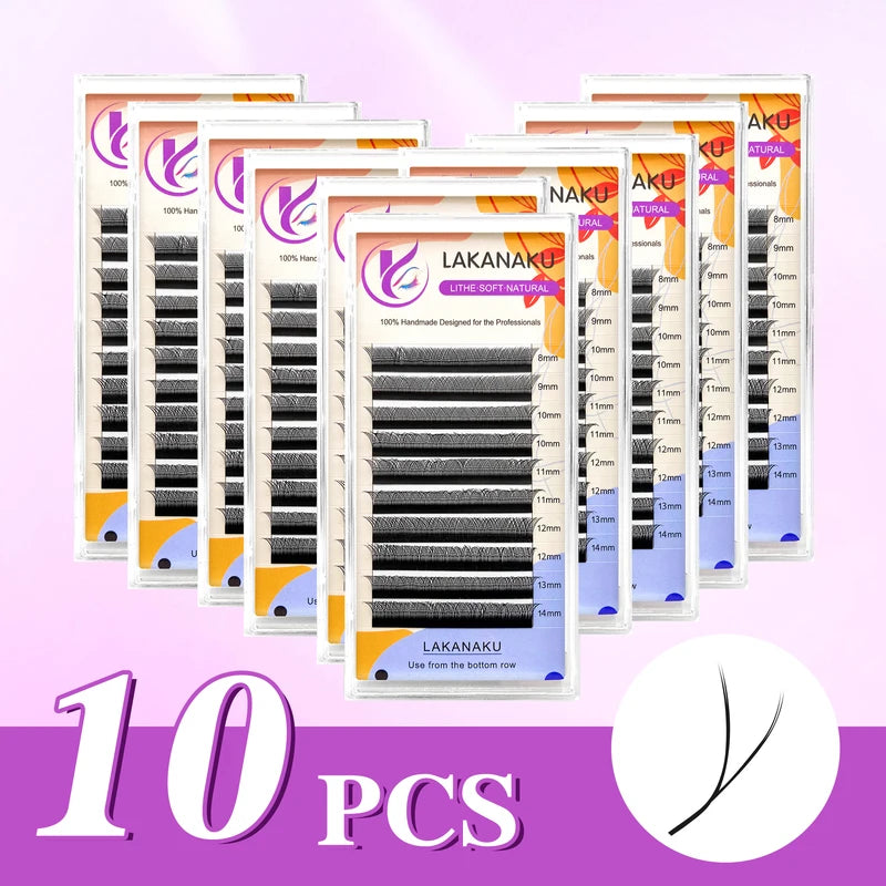 False Eyelashes Extensions 10Pcs Soft Premade Fans Natural Look C D DD Brazilian YY