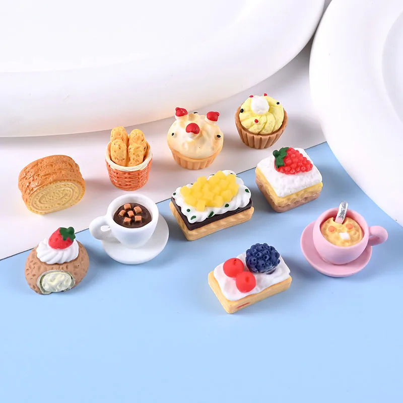 Miniature Resin Food Set for Dollhouse Decor & DIY Crafts - 10 Pieces