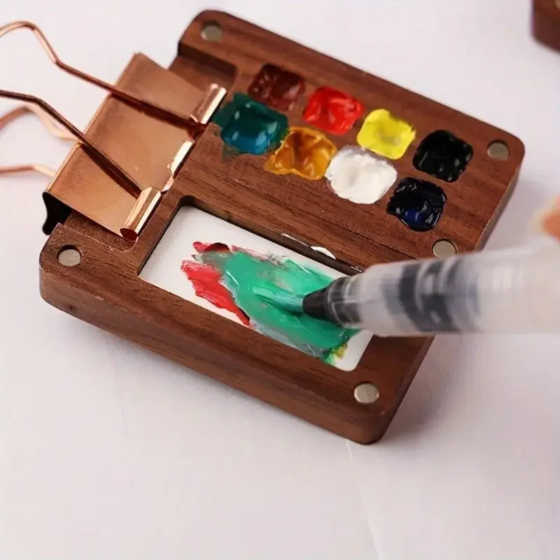 Travel Watercolor Palette Set with Clip - Portable Artist Watercolor Kit for Kids