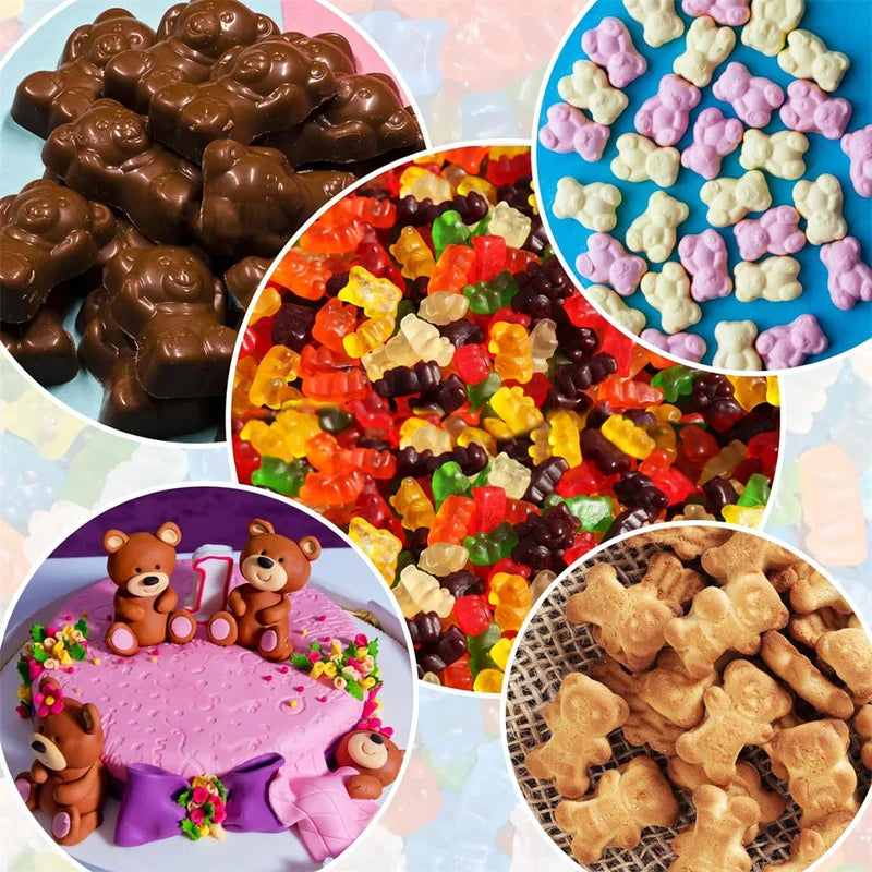 Gummy Bear Candy Mold Kit with 2 Droppers - Silicone Non-Stick Chocolate & Jelly Molds, Multi-Shape Kitchen Tool Set