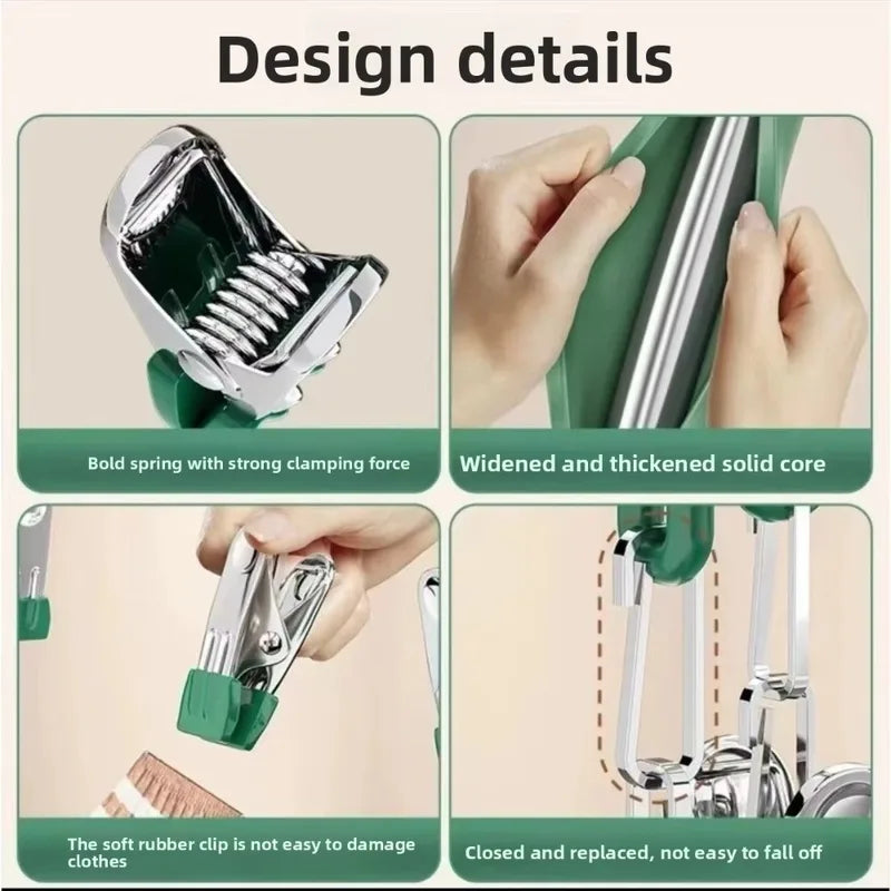 Stainless Steel Clothes Drying Rack with 20 Clip Capacity - Multi-Color Household Organizer
