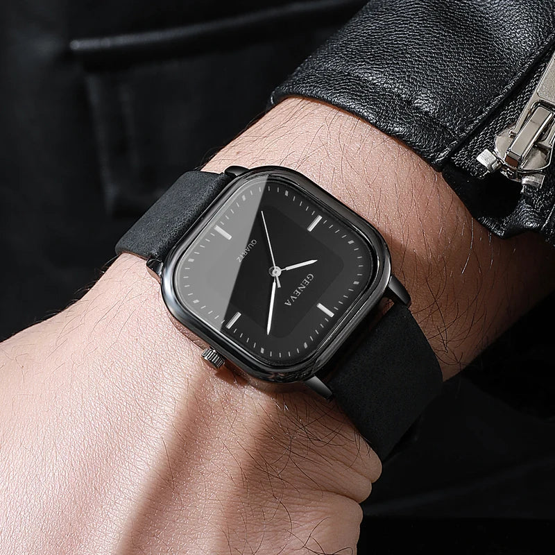 Men's Leather Strap Wristwatch Set - Business Style Quartz Watches, 2-Pack