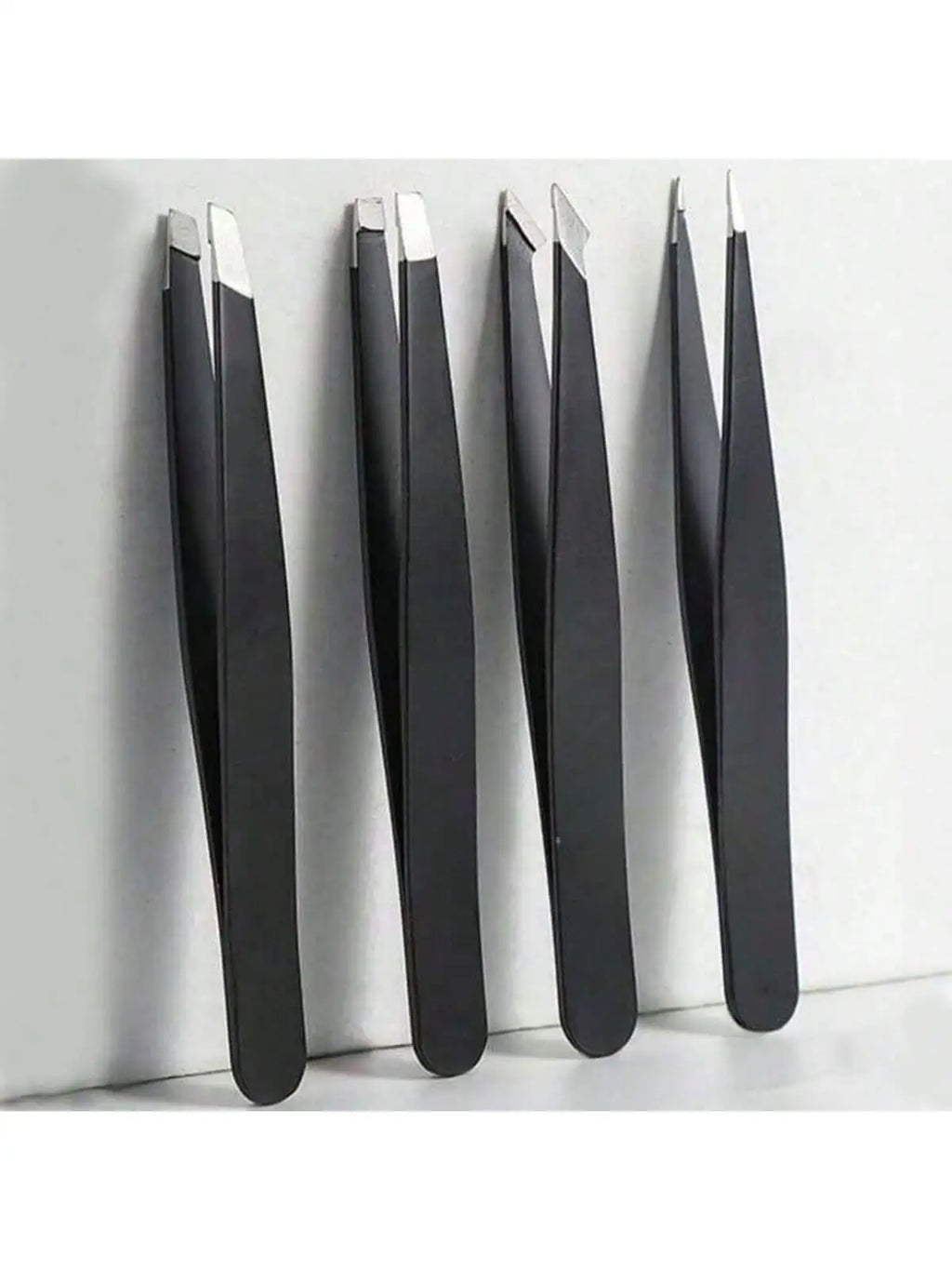 Stainless Steel Eyebrow Tweezers Set - 4-Pack Facial Hair & Makeup Tools
