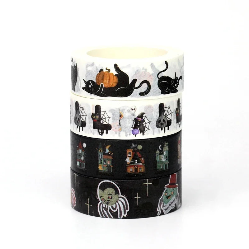 Decor Washi Tape Set 10M for Scrapbooking & Stationery - Halloween Skull Cat