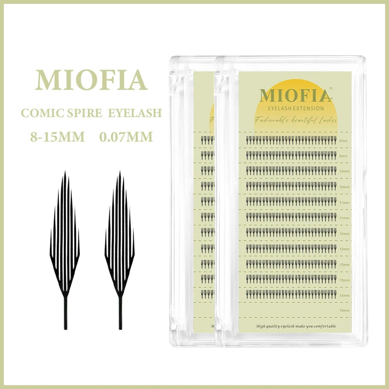 False Eyelash Fans - Feather Shape, C/D Curl, Premade Tower Lashes for Makeup