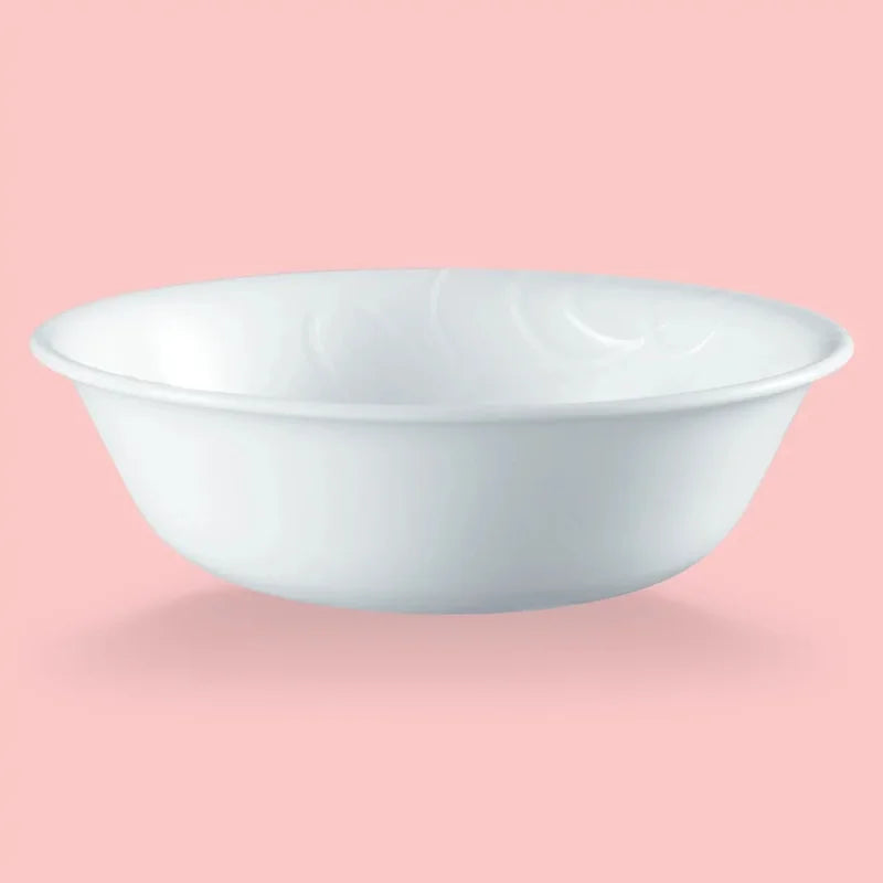 White Embossed Ceramic Soup & Cereal Bowls - Lightweight, Microwave & Dishwasher Safe