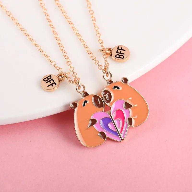 Cute Heart-Shaped Friendship Necklace Set for Girls - Best Friend Gift, Multiple Metal Colors