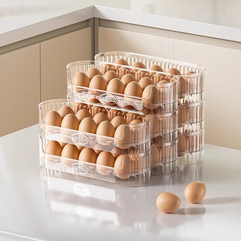 Space-saving Egg Organizer Container with 10-grid Refrigerator Storage Box