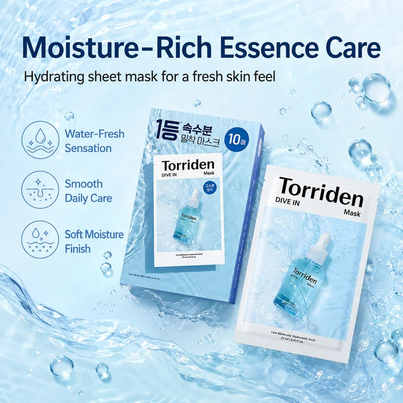 Deep Hydrating Hyaluronic Acid Facial Sheet Masks - 10 Pack for Skin Care