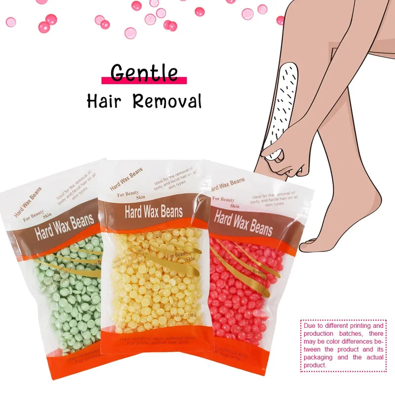 Hot Wax Hair Removal Beans - Painless Body & Facial Waxing, All Colors