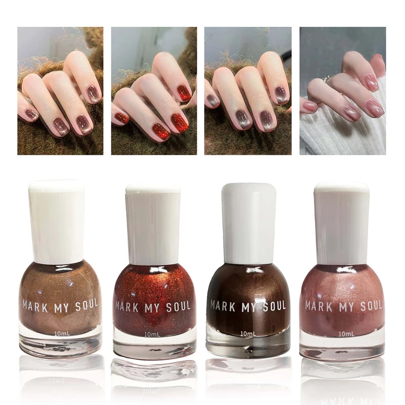 Quick Dry Cat Eye Nail Polish - No Light Needed, 10ml x 4 Set
