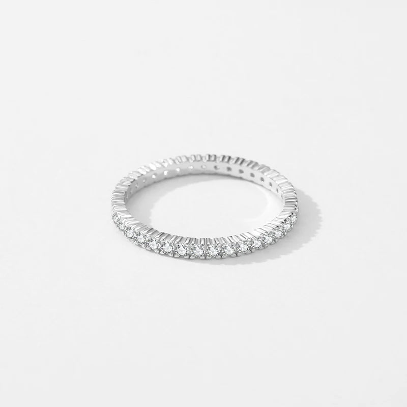 Sterling Silver Zircon Engagement Ring Wedding Band for Women - Bridal Jewelry Gift