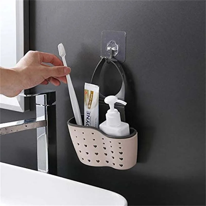 Adjustable Sink Draining Hanging Basket for Kitchen & Bathroom Rubber Storage Bag