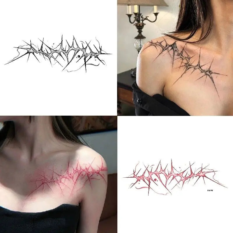 Temporary Tattoo Stickers for Halloween Cosplay Punk Faux Tattoos for Women & Men