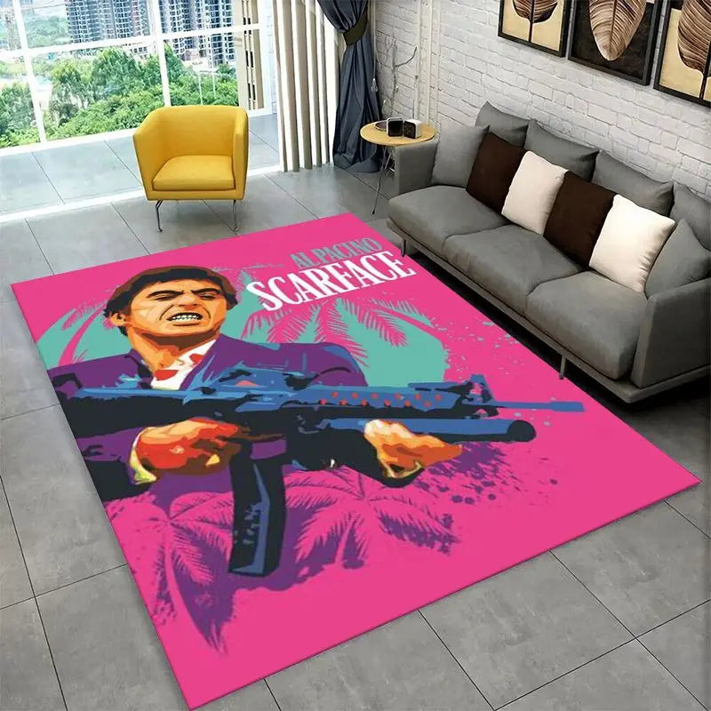 Retro Scarface Movie Carpet Rug for Playroom Bedroom Living Room Home Decor Non-Slip Floor Mat