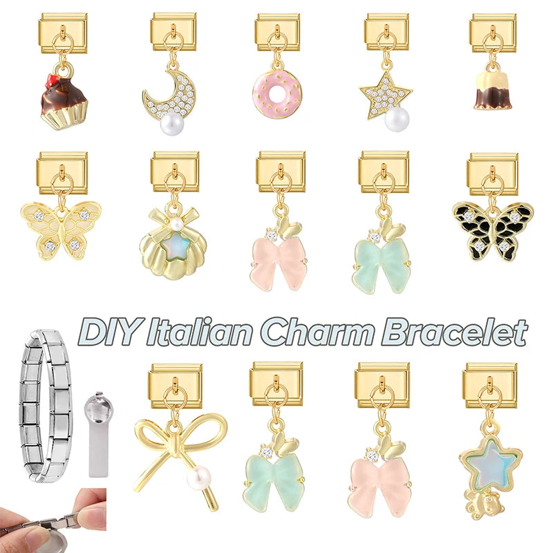 Y2K Style Butterfly Moon Bow Shell Star Pearl Pendant for DIY Jewelry Making