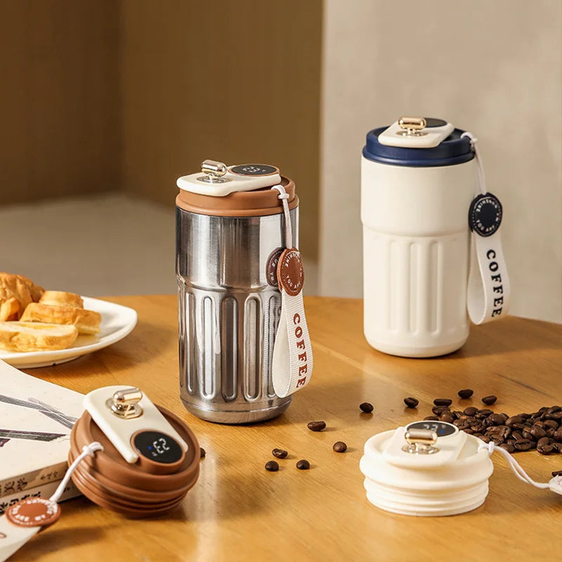 450ml Smart Display Temperature Stainless Steel Vacuum Mug - Office & Travel Thermal Bottle