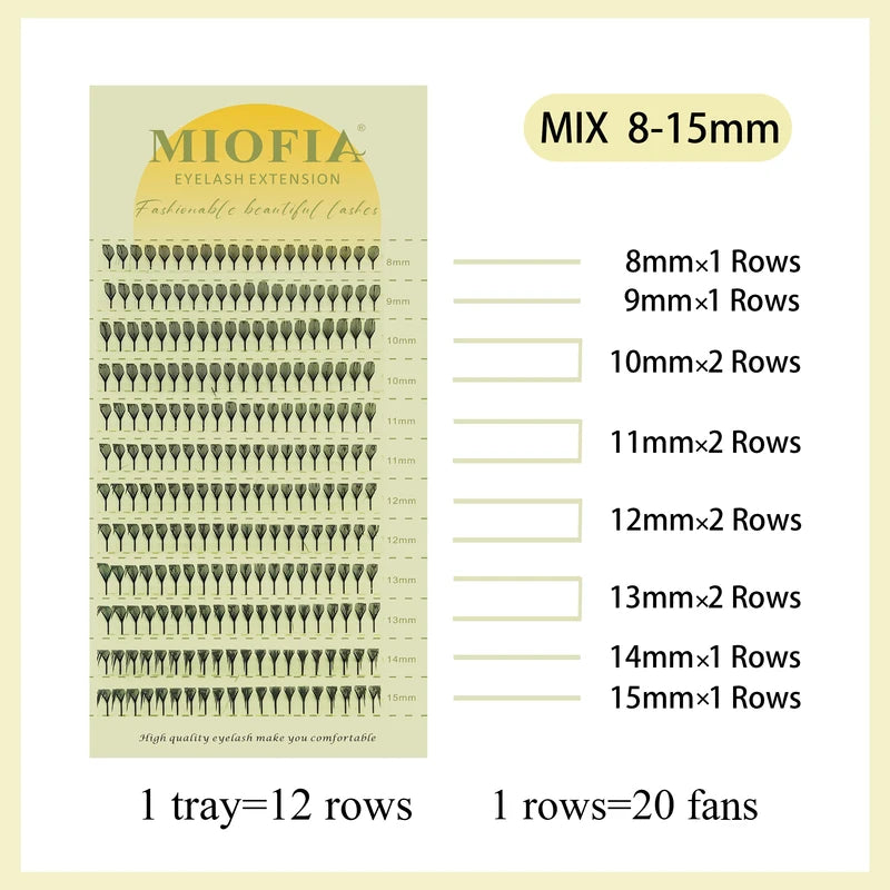 False Eyelash Fans - Feather Shape, C/D Curl, Premade Tower Lashes for Makeup