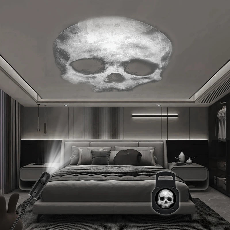 Halloween USB LED Projection Lamp 3/6 Patterns Ghost Bat Skeleton Spider Atmosphere Light
