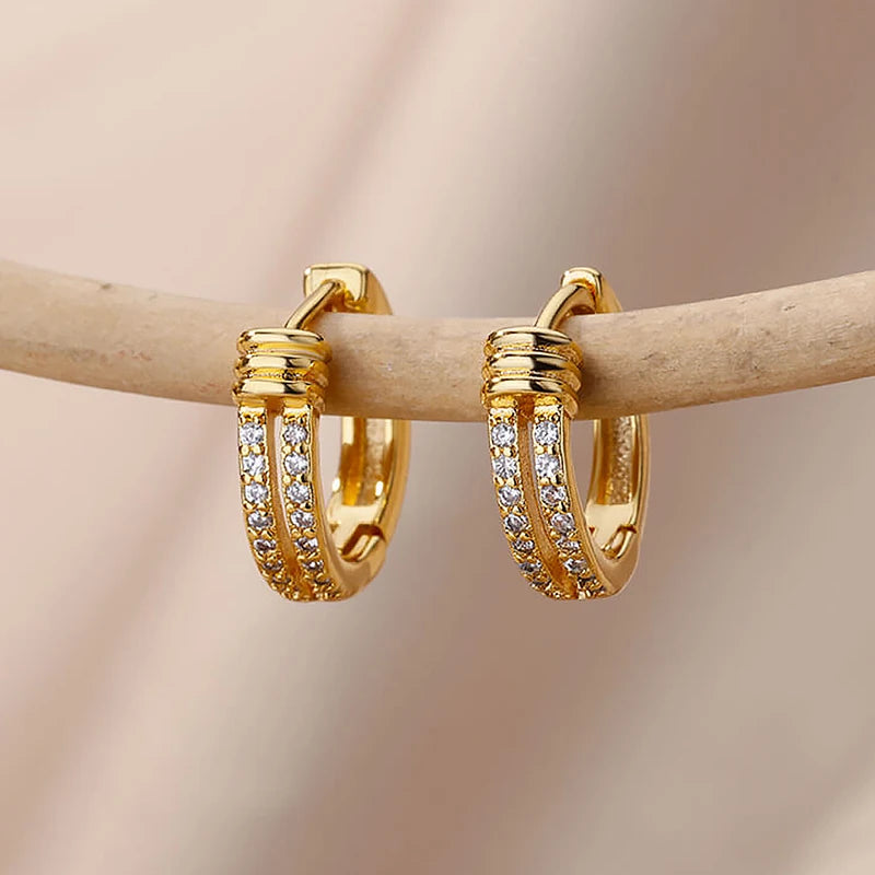 Hoop Earrings for Women Cubic Zirconia Luxury Gold & Silver Jewelry