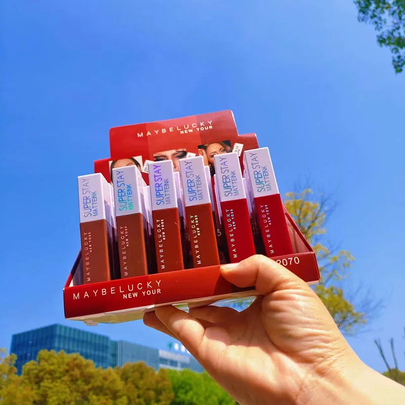 Matte Lipstick Set 12/24 Colors Long Lasting Waterproof Non-Stick Lip Makeup