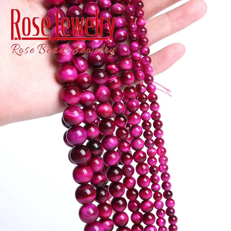 Natural Rose Pink Tiger Eye Beads for Jewelry Making - 4mm to 14mm