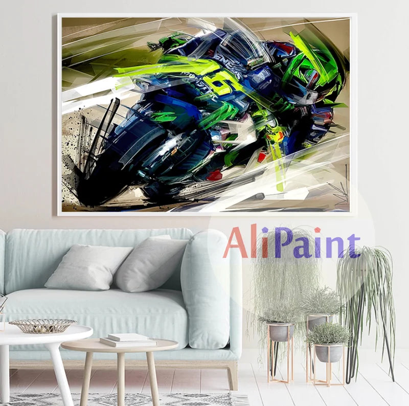 Abstract Motorcycle Canvas Wall Art Poster for Living Room & Home Decor