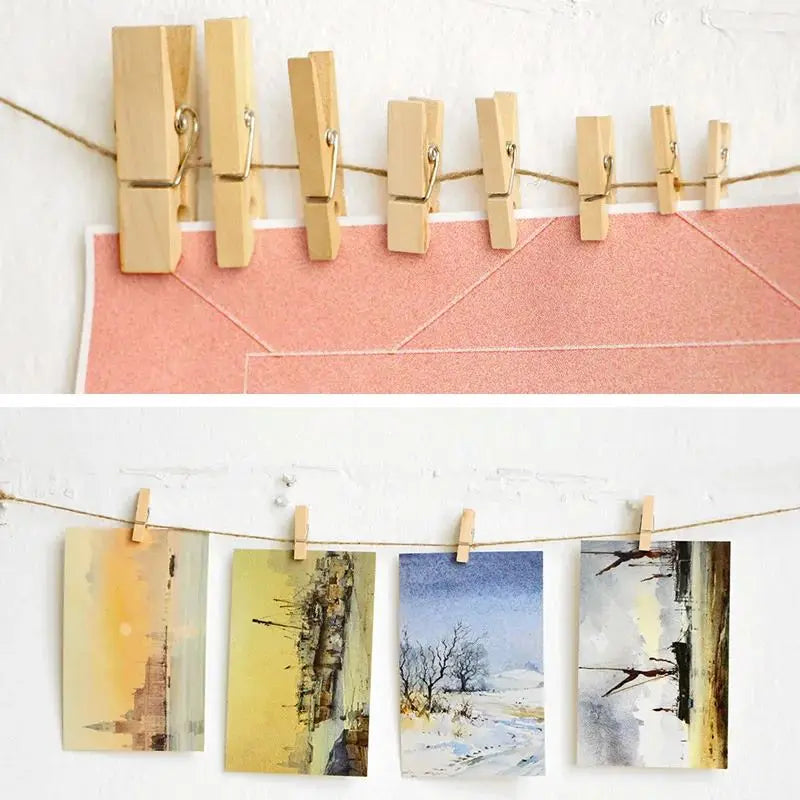 Mini Wooden Clips 50pcs for DIY Crafts Photo & Decoration Pegs