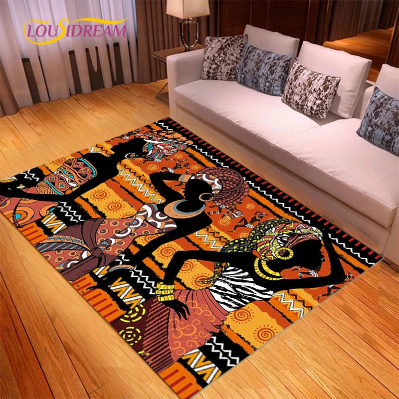 African Woman Carpet Rug for Living Room Bedroom Kitchen Floor Mat - Unslip & Giftable